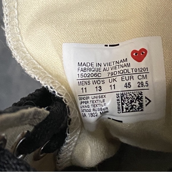 CDG Comme des Garçons Converse Low Top Black - Picture 5 of 6